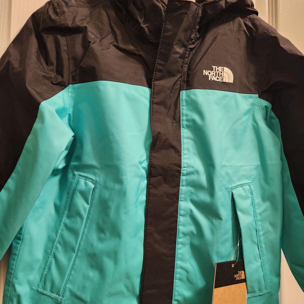 The North Face Kids' Black and Teal Raincoat